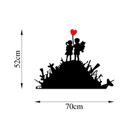 Wallity Banksy - 1 Escultura de Pared de Metal Negro y Rojo